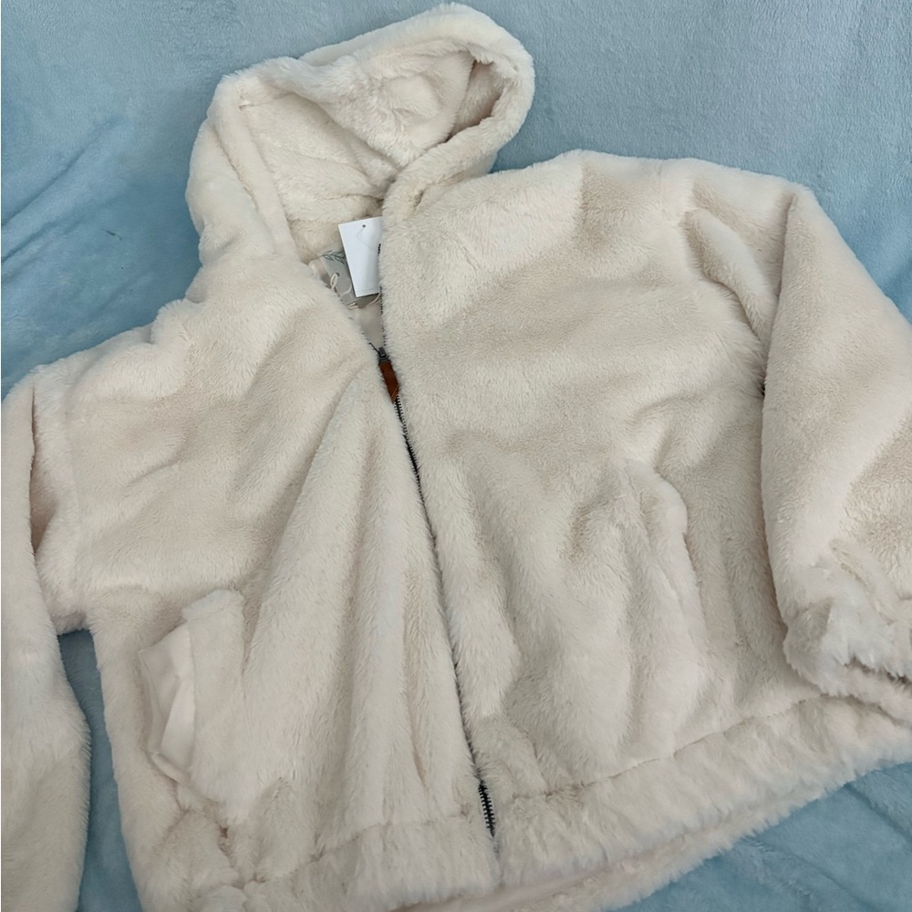 Thread & Supply Ivory Faux Fur Jacket